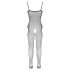 Cottelli Fantasy - zwarte netstof catsuit met open kruis en heupuitsnijdingen (S-L)