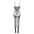 Cottelli Fantasy - jarretelles, open zwarte net bodystocking (S-L)