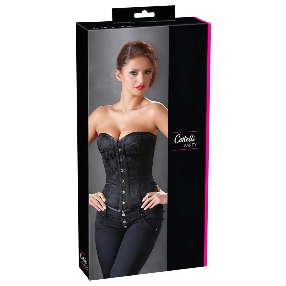 Cottelli - geborduurd party corset (zwart) - L