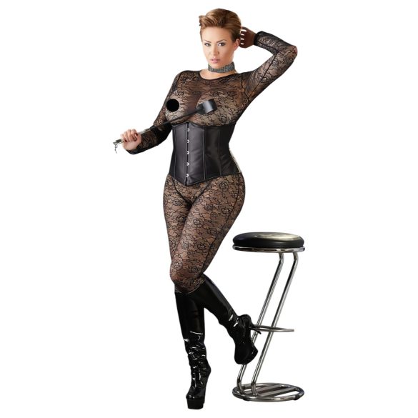 Cottelli Plus Size - satijnen tailleslanker (zwart) - 2XL