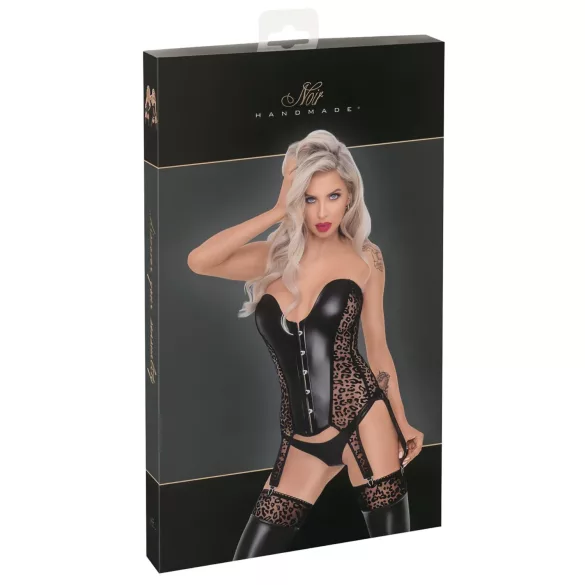 Noir - jarreteltop - luipaardprint - zwart - L