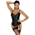 Cottelli Party - satijnen bustier met jarretels - zwart - XL