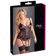 Cottelli - Dames top - Kant met lint - Zwart - XXL
