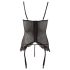 Cottelli - Kant-en ruches top met jarretels (zwart) - 85C/XL