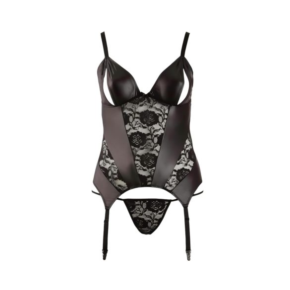 Cottelli - Bloemen top voor dames, ook voor curves (zwart) - XXXL