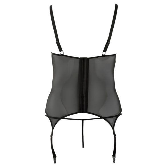 Cottelli - Bloemen top voor dames, ook voor curves (zwart) - XXXXL