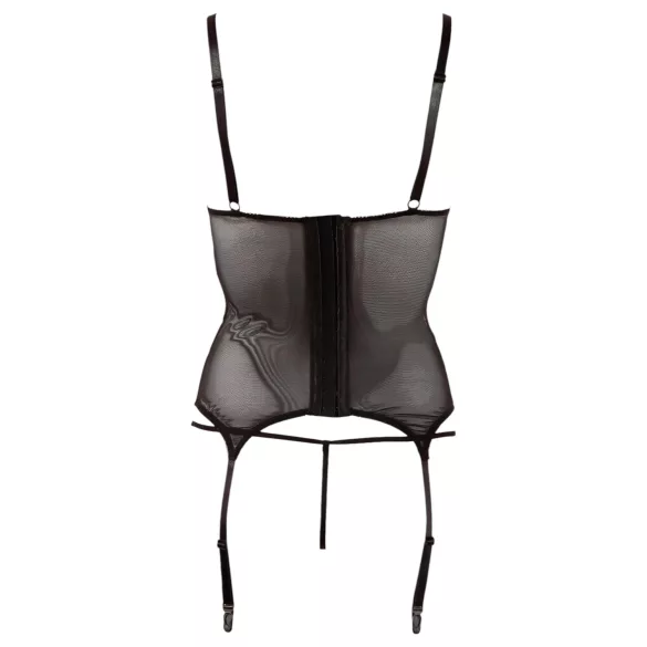 Cottelli - transparante top - glanzende strepen - zwart - XL