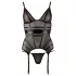 Cottelli - transparante top - glanzende strepen - zwart - XL