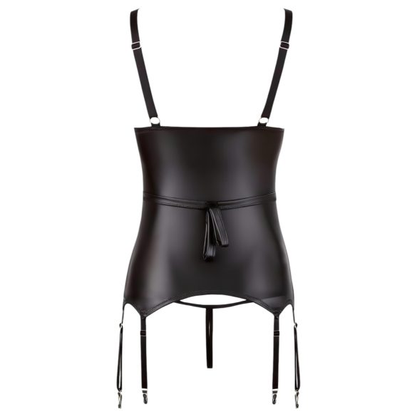 Cottelli Bondage - glimmende push-up top met boeien (zwart)