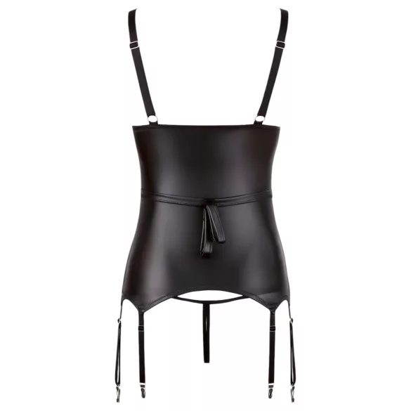 Cottelli Bondage - glimmende push-up top met boeien (zwart) - L