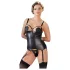 Cottelli Bondage - glimmende push-up top met boeien (zwart) - L