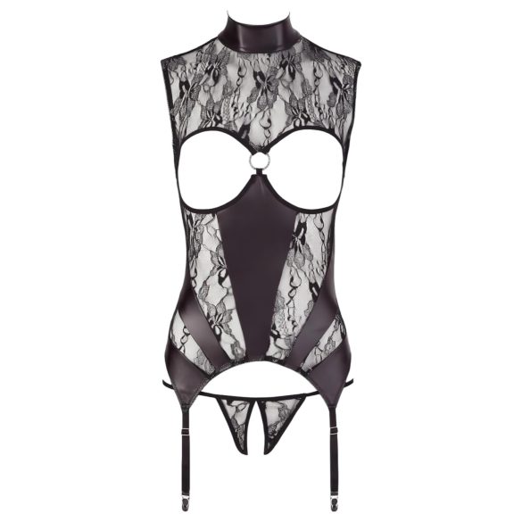 Abierta Fina - open set lingerie - kanten details - zwart - XL