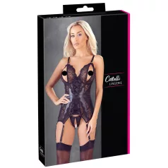 Cottelli - open bh en string met kant - zwart - M