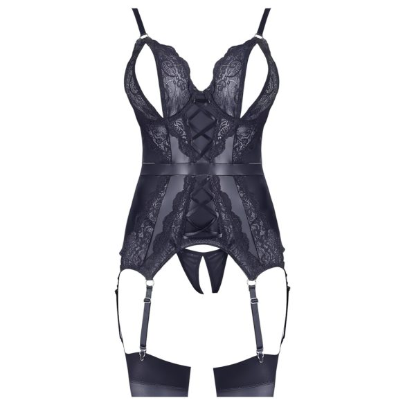 Cottelli - kanten open top en string (zwart) - L