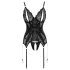 Cottelli - open bh en string met kant - zwart - XL