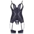 Cottelli - open bh en string met kant - zwart - XL
