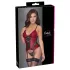 Cottelli - korset met jarretelles en kanten inzet met string (rood)