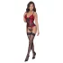 Cottelli - korset met jarretelles en kanten inzet met string (rood) - M