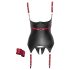 Cottelli Bondage - Glanzend borsttop met halsband (zwart)