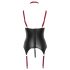 Cottelli Bondage - Glanzend borsttop met halsband (zwart)