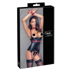   Cottelli Bondage - Lakleren beha top met halsband - Zwart - L