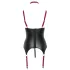 Cottelli Bondage - Lakleren beha top met halsband - Zwart - XL