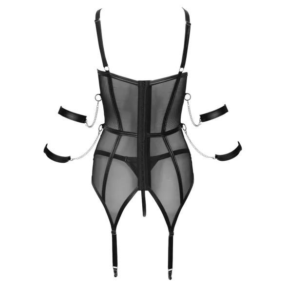 Cottelli Bondage - harnas top, armbanden en string (zwart)