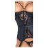 Abierta Fina - Zwarte push-up top met jarretels