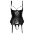 Abierta Fina - Zwarte push-up top met jarretels