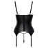 Abierta Fina - Zwarte push-up top met jarretels