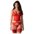Obsessive Cupide Desir - Transparant kanten setje (rood) - L/XL