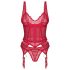 Obsessive Cupide Desir - Transparant kanten setje (rood) - L/XL