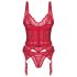 Obsessive Cupide Desir - Transparant kanten setje (rood) - L/XL