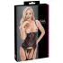 Cottelli - korset met jarretelles en open string set (zwart) - M