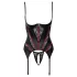 Cottelli - korset met jarretelles en open string set (zwart) - M