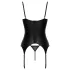 Cottelli - korset met jarretelles en open string set (zwart) - M