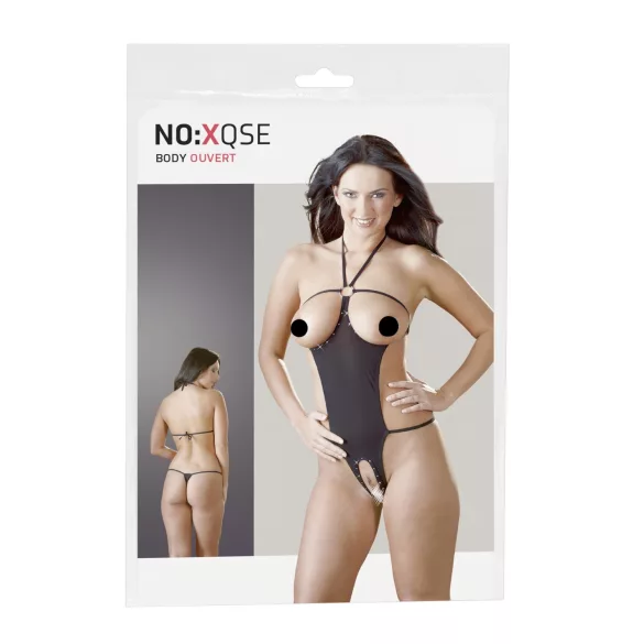 NO:XQSE - open, met strass, zwart sexy body (S-L)