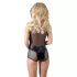 Cottelli - neglige body - glanzend netstof - zwart