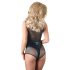 Cottelli - neglige body - glanzend netstof - zwart - M
