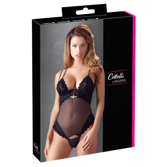 Cottelli - Fluwelen, veelzijdige body (zwart)