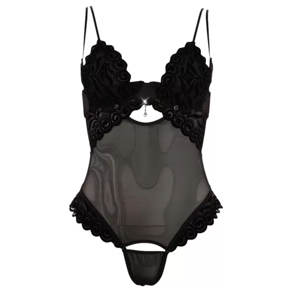 Cottelli - Body - Verstelbaar fluweel - Zwart - 80C/M