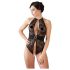 Abierta Fina - Bloemenkant Magie - Body (Zwart) - M