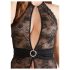 Abierta Fina - Bloemenkant Magie - Body (Zwart) - M