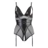 Cottelli Bondage - body met handboeien - glanzend zwart - L