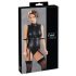 Cottelli Bondage - Glanzend mouwloos body met armboeien (zwart)