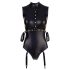 Cottelli Bondage - Glanzend mouwloos body met armboeien (zwart) - M