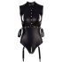 Cottelli Bondage - Glanzend mouwloos body met armboeien (zwart) - M