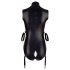 Cottelli Bondage - Glanzend mouwloos body met armboeien (zwart) - M