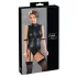 Cottelli Bondage - body zonder mouwen met boeien - glanzend zwart - L