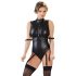 Cottelli Bondage - Glanzend mouwloos body met armboeien (zwart) - L